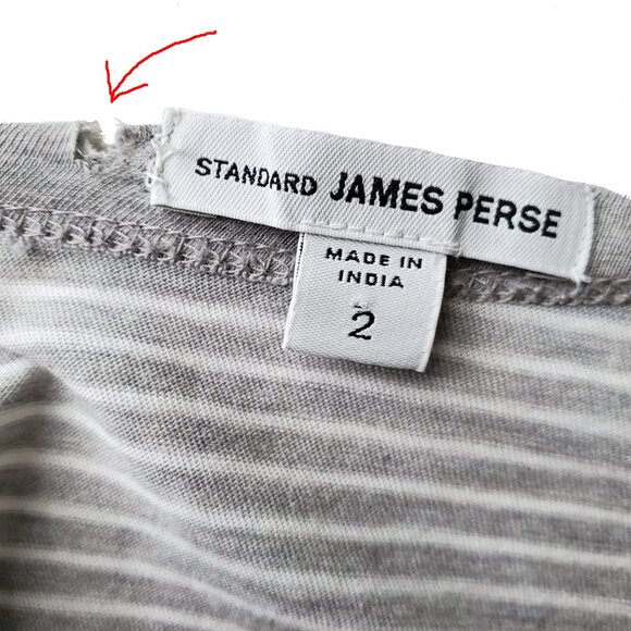 James Perse Striped 3/4 Sleeve Top Gray + White stripes Ragland Cut Size 2 (M) - Picture 14 of 16